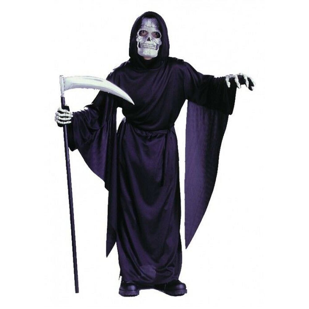 Fun World‎ Boys Girls Costume Size L 12 14 Grim Reaper Robe Black Halloween NEW